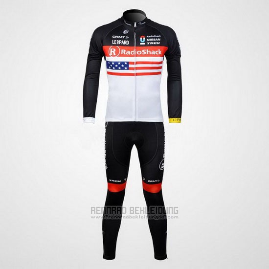 2012 Fahrradbekleidung Radioshack Champion Stati Uniti Trikot Langarm und Tragerhose